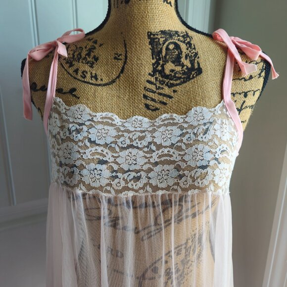 VTG Pink Slip Sheer Dress Size Medium - Picture 2 of 6